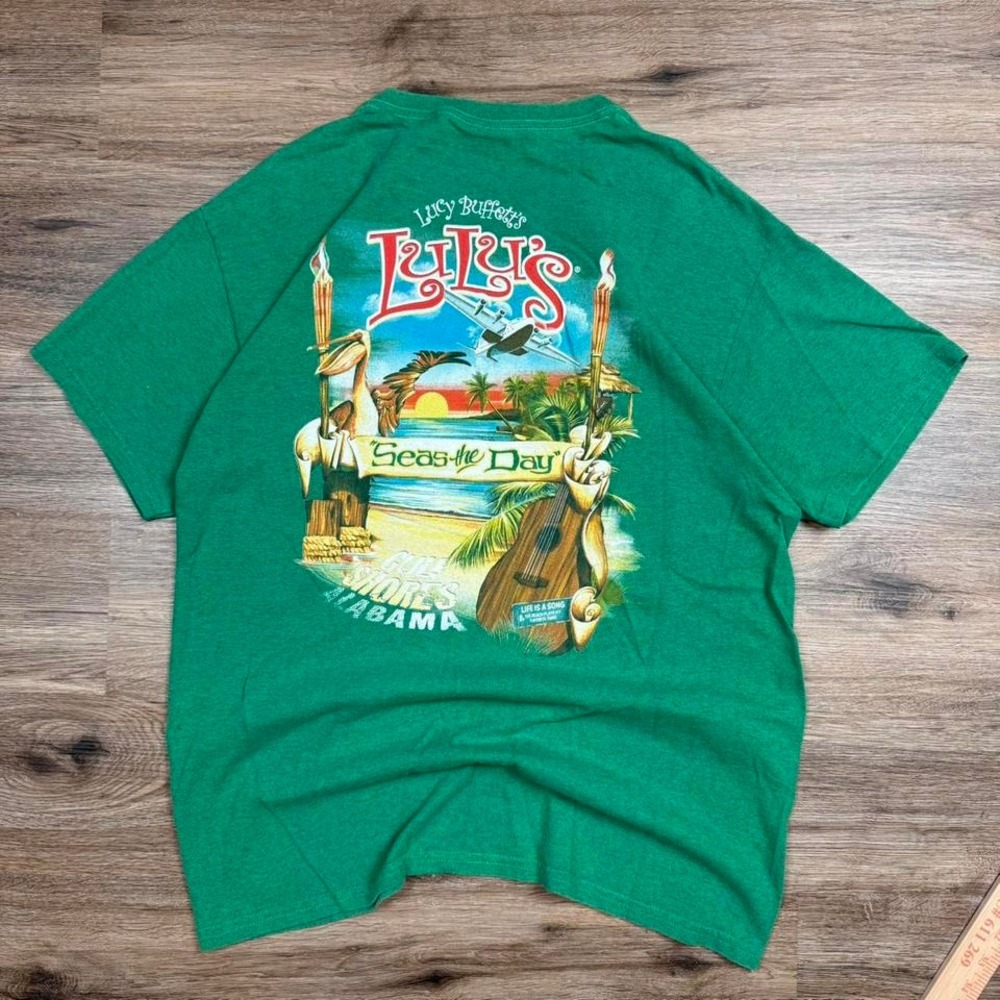 green lulus buffett graphic surf‎ style beach tee